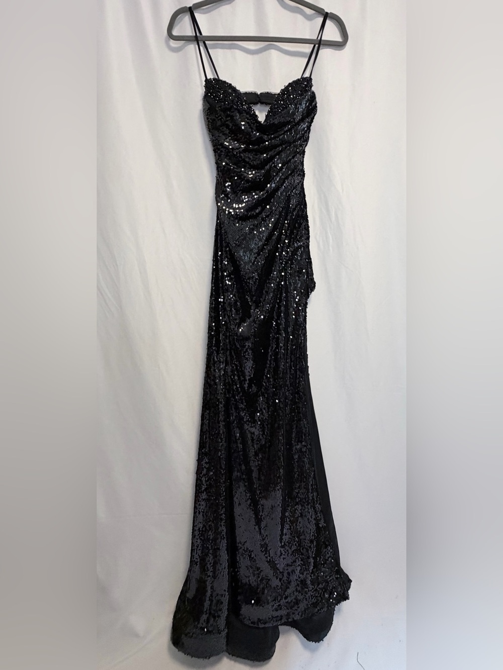 NWT Jovani Black Sequin Prom Dress 42379 Sweetheart High Slit Size 00